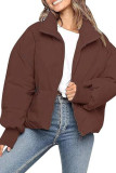 Solid Color Long Sleeved Down Cotton Jacket