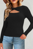 Hollow Out Twisted Knitted Long Sleeved Sweater