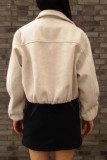 Solid Color Long Sleeved Zipper Flight Jacket