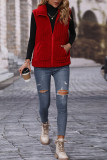 Lapel Sleeveless Loose Striped Zipper Vest