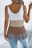 V-neck Contrasting Tassel Sleeveless Knitted Vest
