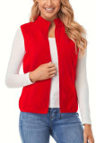 Solid Color Sleeveless Zipper Cardigan Fleece Vest
