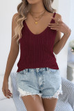 Solid Color Hollow Sleeveless V-neck Knitted Vest