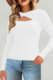 Hollow Out Twisted Knitted Long Sleeved Sweater