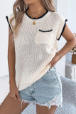 Pocket Bat Short Sleeve Loose Knitted Shirt