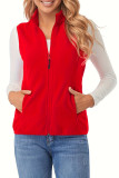 Solid Color Sleeveless Zipper Cardigan Fleece Vest