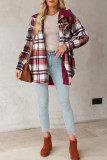 Plaid Printed Hooded Long Sleeved Jacket