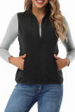 Solid Color Sleeveless Zipper Cardigan Fleece Vest