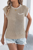 Pocket Bat Short Sleeve Loose Knitted Shirt