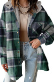 Plaid Printed Hooded Long Sleeved Jacket