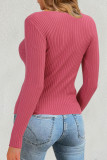 Hollow Out Twisted Knitted Long Sleeved Sweater
