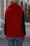 Lapel Sleeveless Loose Striped Zipper Vest