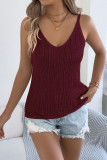 Solid Color Hollow Sleeveless V-neck Knitted Vest