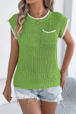 Pocket Bat Short Sleeve Loose Knitted Shirt