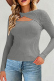 Hollow Out Twisted Knitted Long Sleeved Sweater