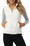 Solid Color Sleeveless Zipper Cardigan Fleece Vest