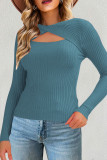 Hollow Out Twisted Knitted Long Sleeved Sweater