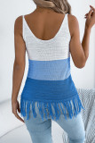 V-neck Contrasting Tassel Sleeveless Knitted Vest
