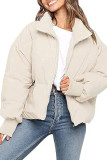 Solid Color Long Sleeved Down Cotton Jacket