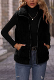 Lapel Sleeveless Loose Striped Zipper Vest