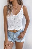 Solid Color Hollow Sleeveless V-neck Knitted Vest