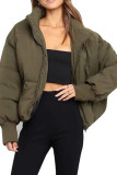 Solid Color Long Sleeved Down Cotton Jacket