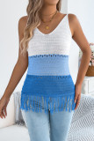 V-neck Contrasting Tassel Sleeveless Knitted Vest