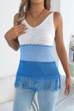 V-neck Contrasting Tassel Sleeveless Knitted Vest