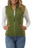 Solid Color Sleeveless Zipper Cardigan Fleece Vest