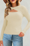 Hollow Out Twisted Knitted Long Sleeved Sweater