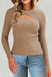 Hollow Out Twisted Knitted Long Sleeved Sweater