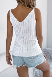 Solid Color Hollow Sleeveless V-neck Knitted Vest