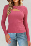 Hollow Out Twisted Knitted Long Sleeved Sweater