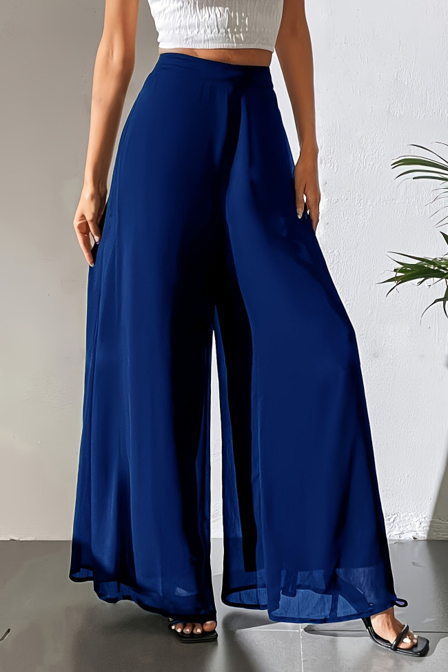 Solid Color Chiffon Loose Wide Leg Pants