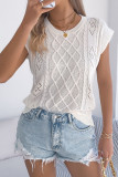 Hollow Out Bat Short Sleeve Loose Knit Sweater
