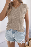 Hollow Out Bat Short Sleeve Loose Knit Sweater