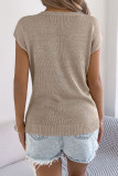 Hollow Out Bat Short Sleeve Loose Knit Sweater