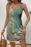 Ethnic Style Printed Sleeveless Vest Dress