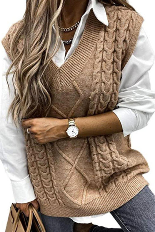 V-neck Sleeveless Vest Sweater
