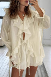 Lotus Leaf Edge Long Sleeved Shirt Shorts Two-piece Set