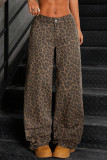 High Waisted Leopard Print Wide Leg Pants