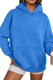 Retro Solid Color Long Sleeved Hooded Sweatshirt