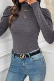 Half High Neck Solid Color Long Sleeved Shirt