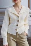 Solid Color Lapel Long Sleeve Cardigan Sweater