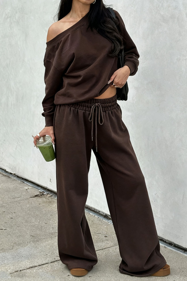 Solid Color Hoodie Pants Two-piece Set