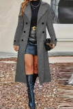  Lapel Long Sleeved Woolen Cardigan Jacket