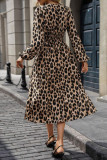 Leopard Print Long Sleeved High Waisted Dress