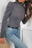 Half High Neck Solid Color Long Sleeved Shirt