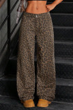 High Waisted Leopard Print Wide Leg Pants