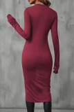 Solid Color Long Sleeved Irregular T-shirt